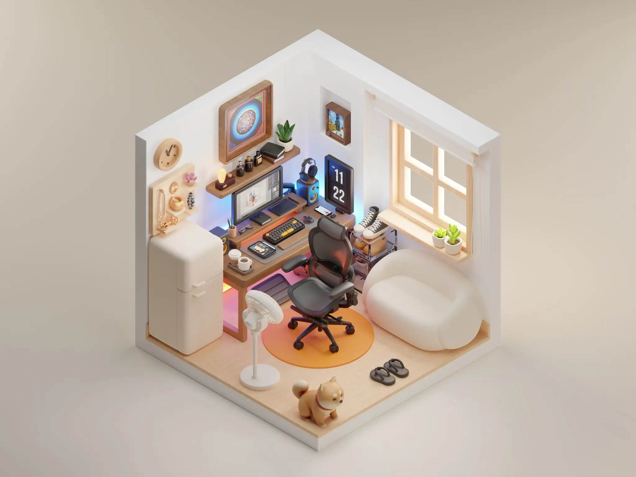 3D Blender isometric Room 1